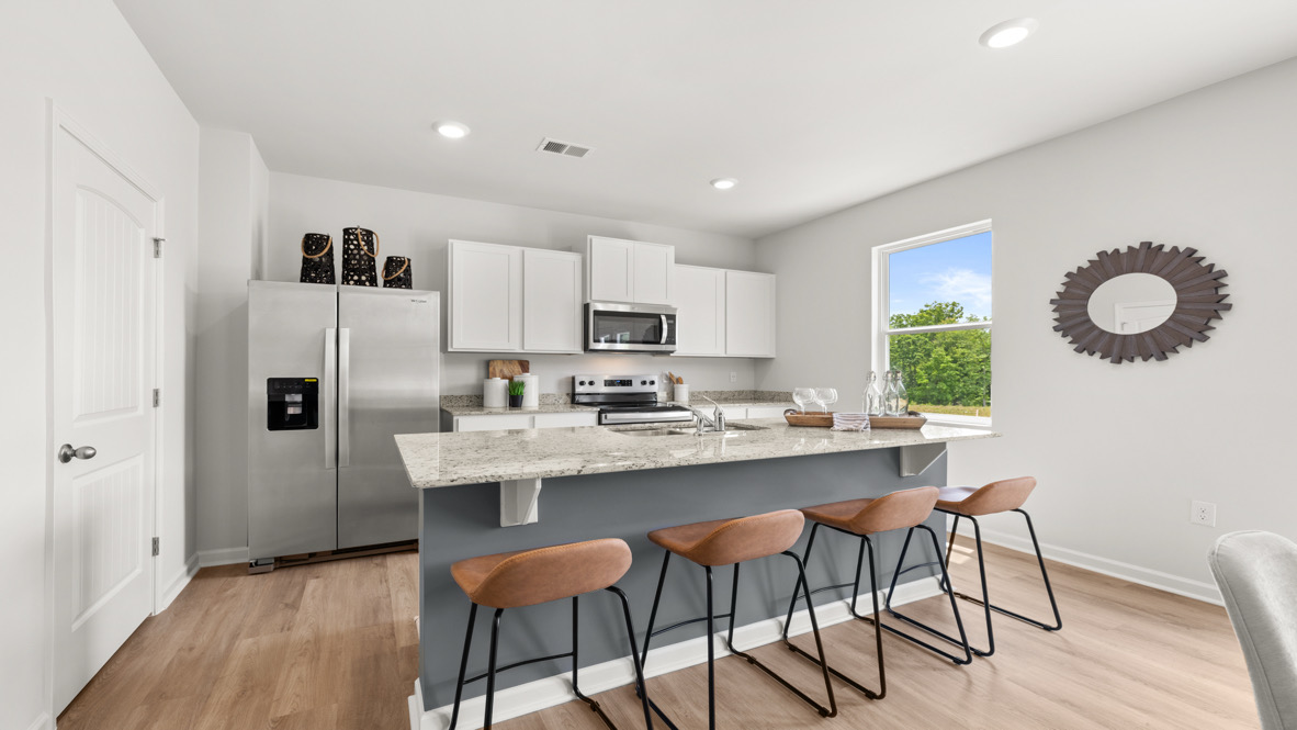 open concept Belhaven Plan kitchen with upgrades