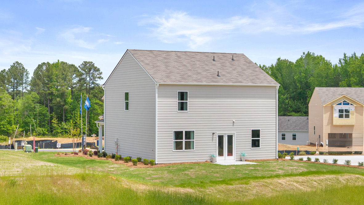 Belhaven Plan two story exterior of back of model home