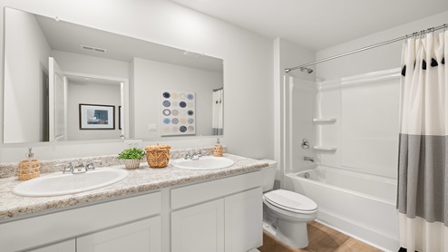 two story model home bathroom