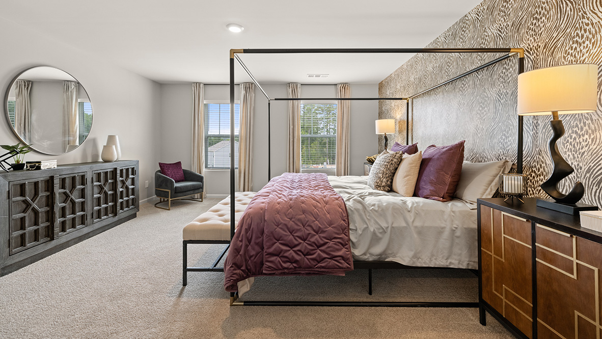 The master bedroom with two single windows.