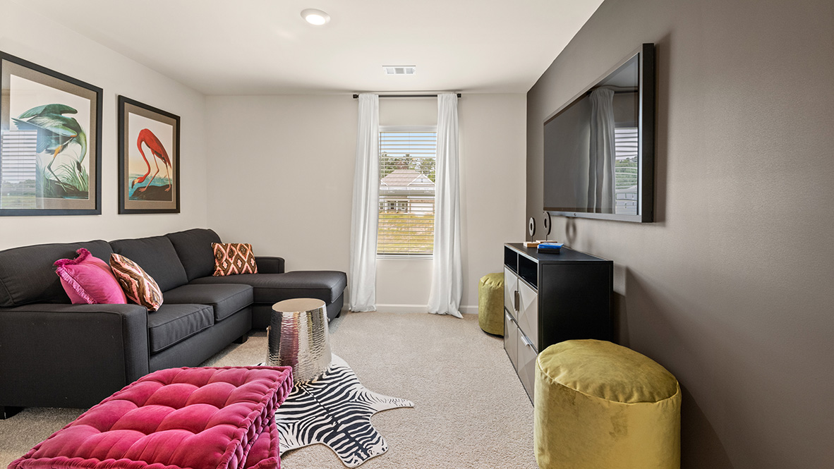 Loft second living area with a single window.