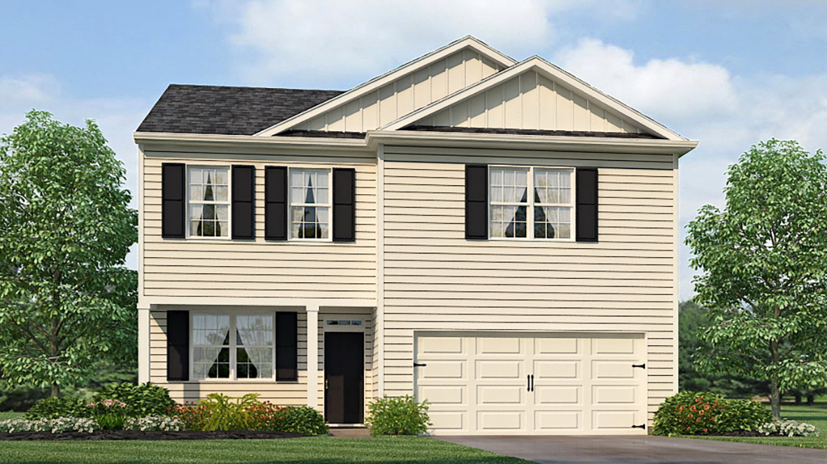 Penwell front exterior rendering of elevation-Oakleigh Glen in Dallas, GA, Penwell Plan