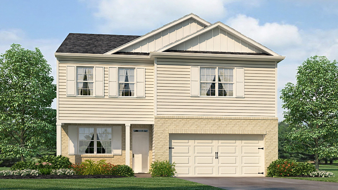 Penwell front exterior rendering of elevation E at Oakleigh Glen in Dallas, GA