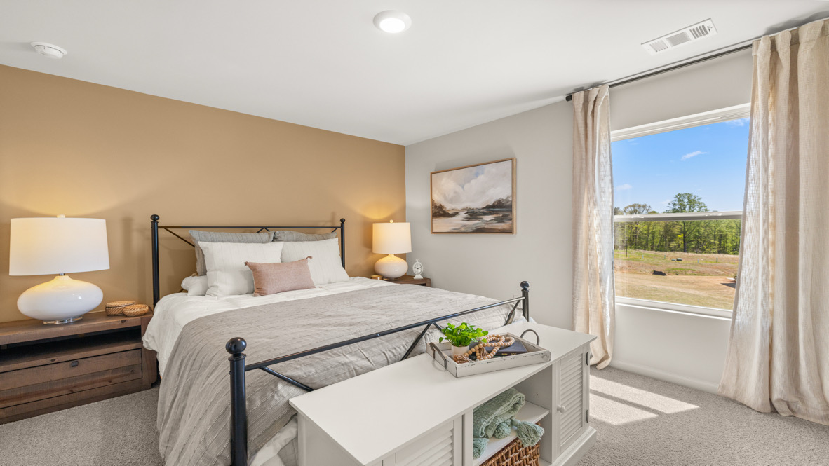 Loft + Secondary Bedroom New Construction Home features versatile loft space outside two secondary bedrooms, maximizing usability and privacy