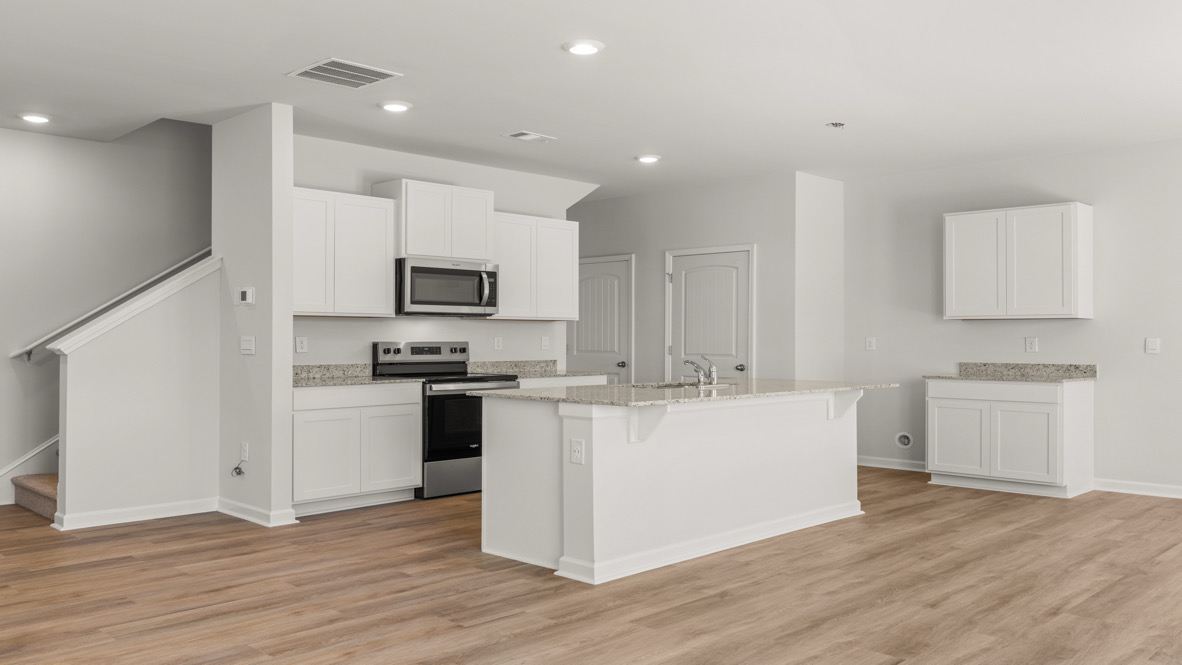Interior living area with white cabinets