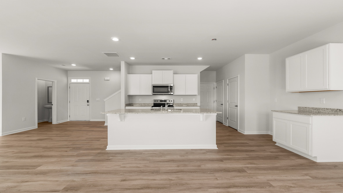 Interior living area with white cabinets