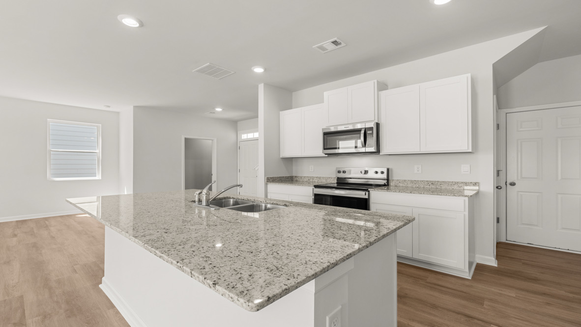 Interior living area with white cabinets
