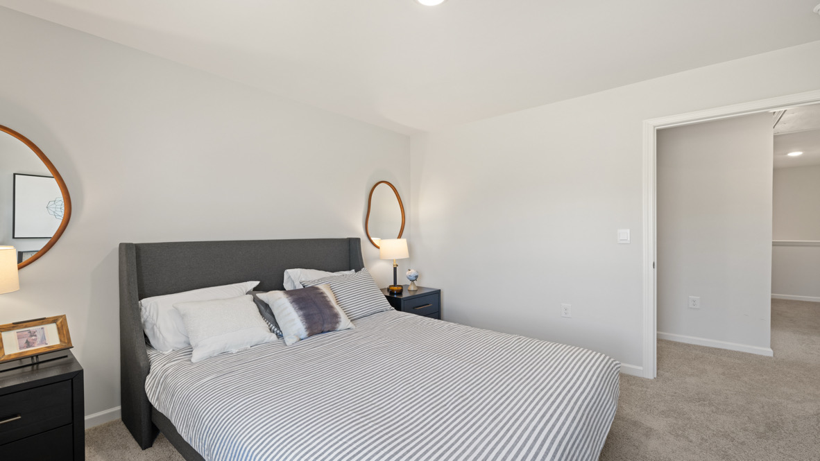 Interior bedroom with large window