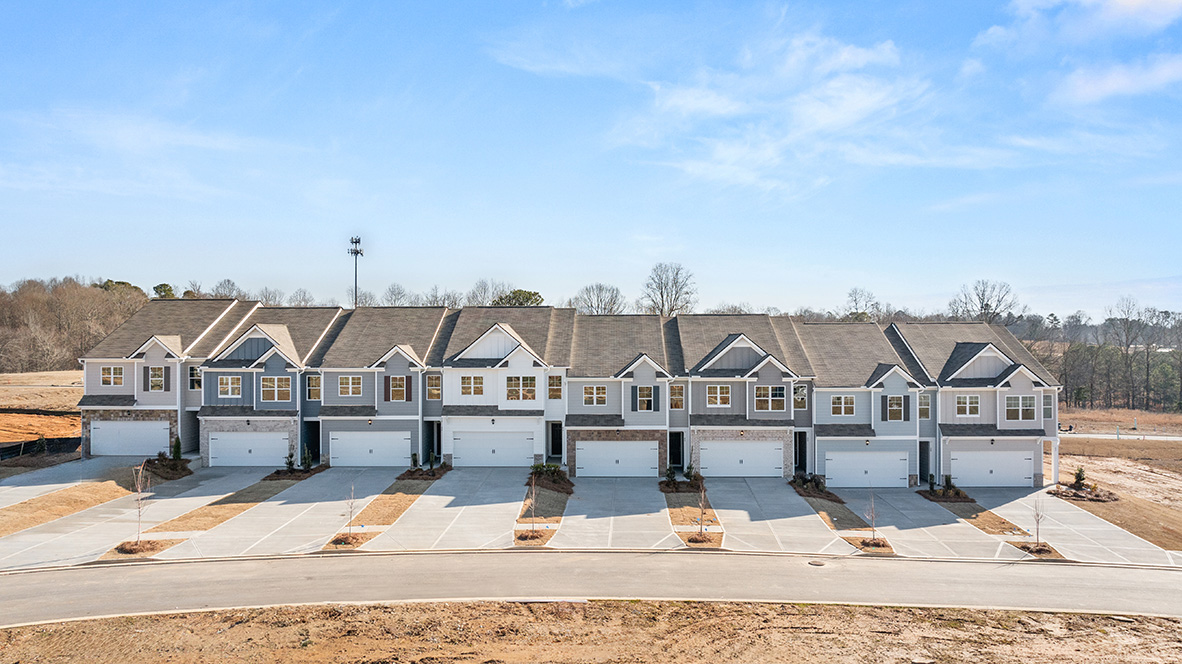 Sudbury townhomes front exterior rendering at Rolling Meadows in Jasper, GA