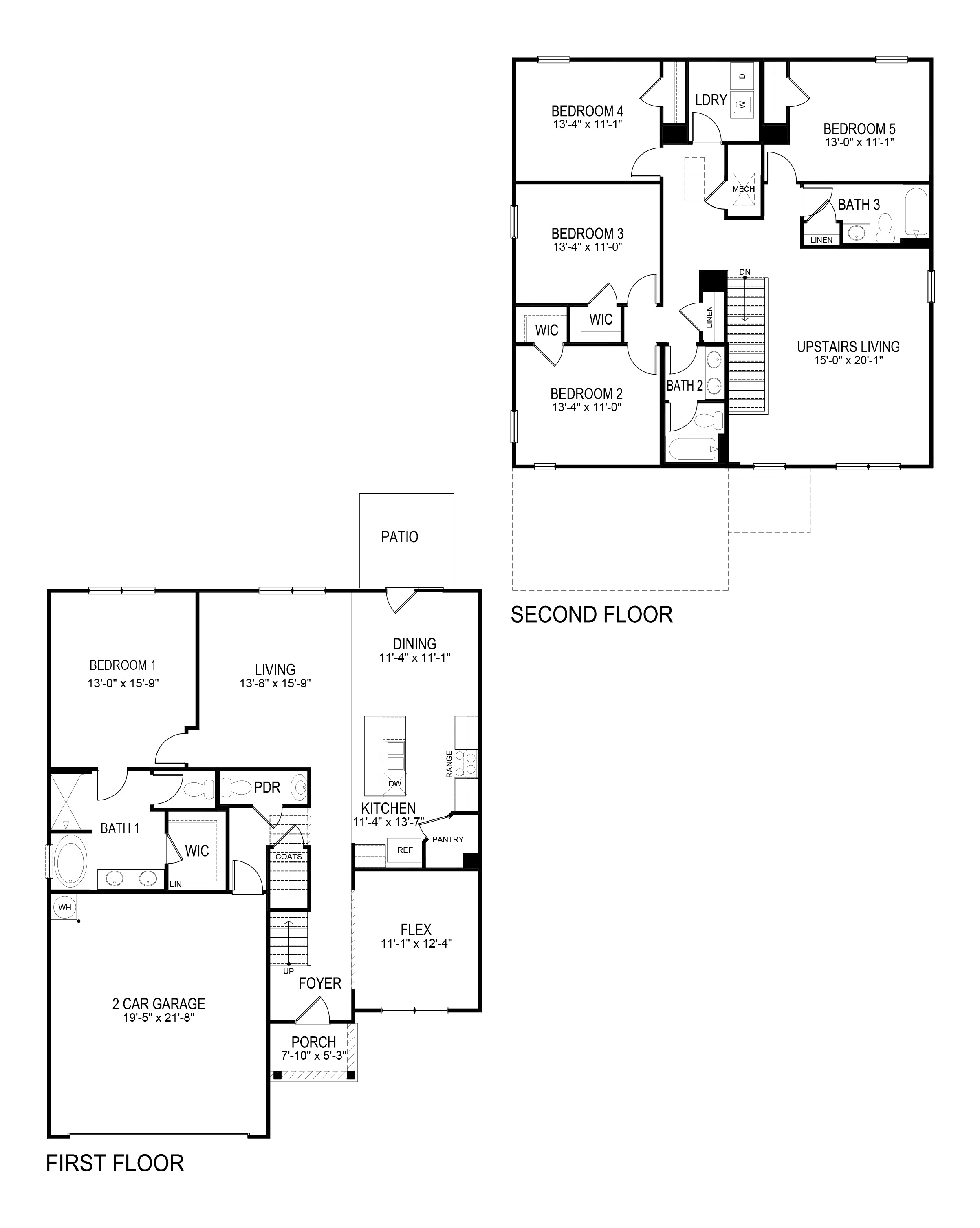Floorplan for the Elle floorplan in the SOuth Wind community in Union City, GA