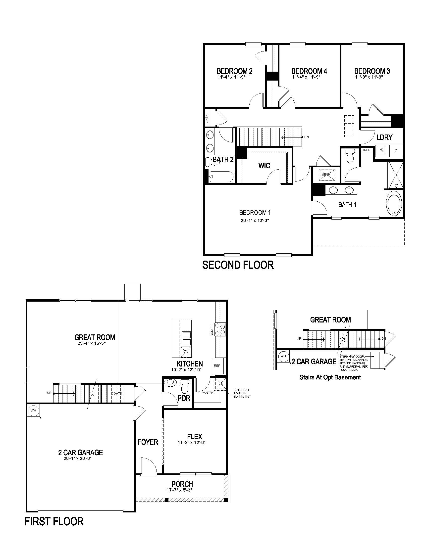 Floorplan for the Galen floorplan in the South Wind community in Union City, GA
