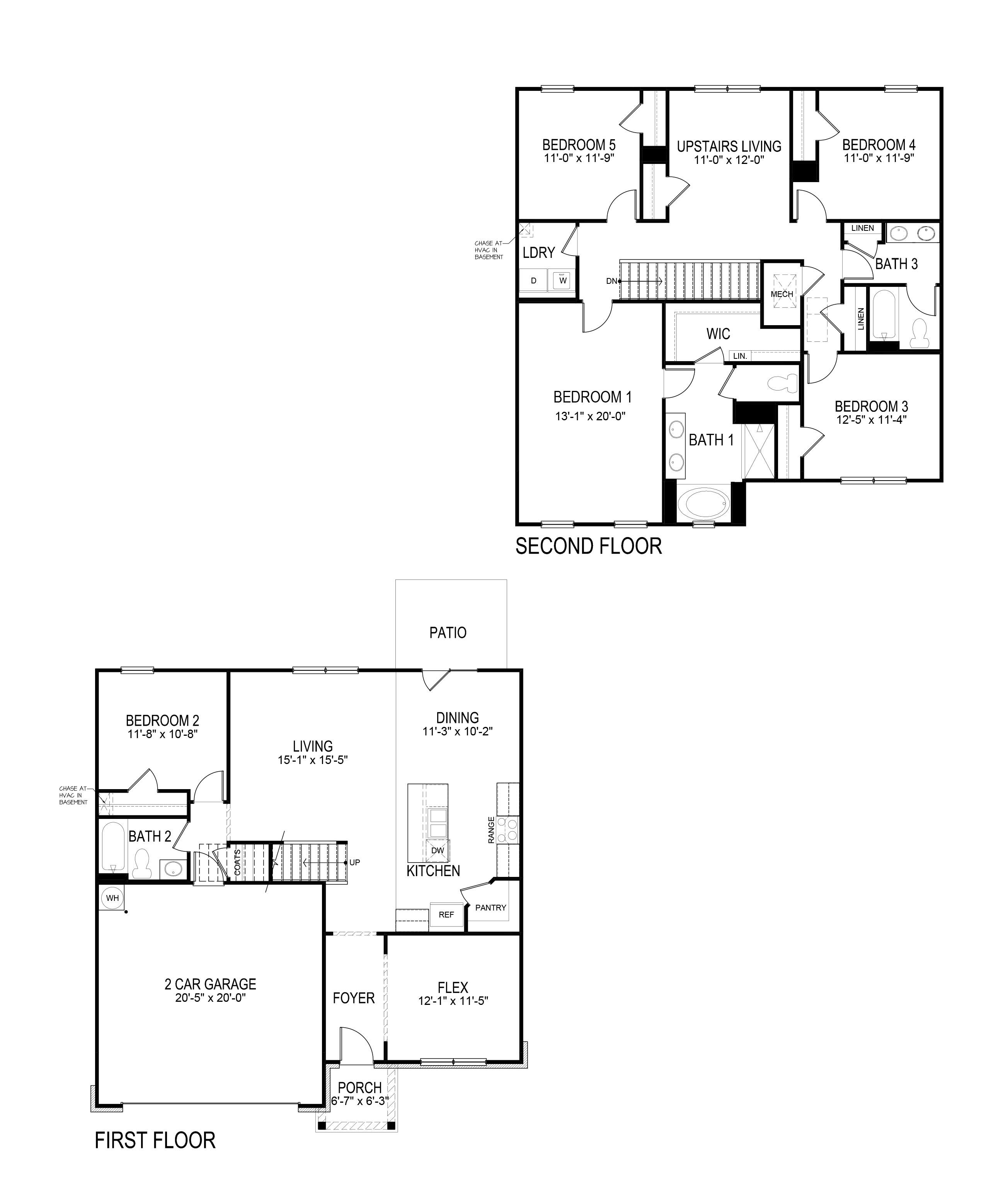 Floorplan for the Hayden floorplan in the South Wind community in Union City, GA