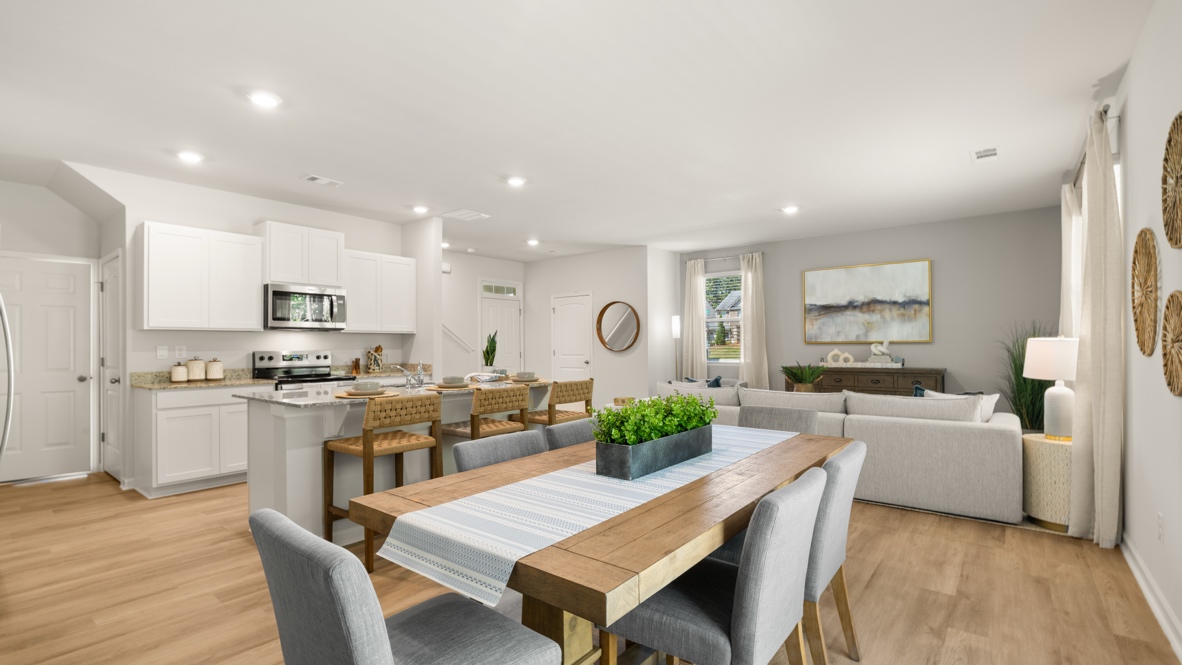 Interior dining area open to kitchen and living area