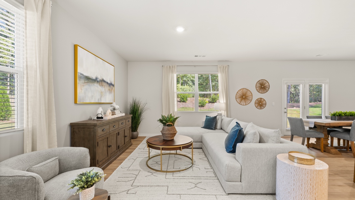 Interior living area with large windows
