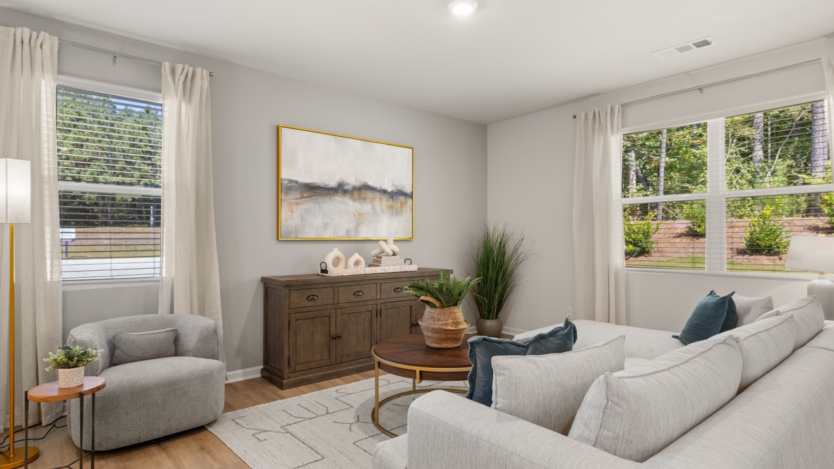 Interior living area with large windows