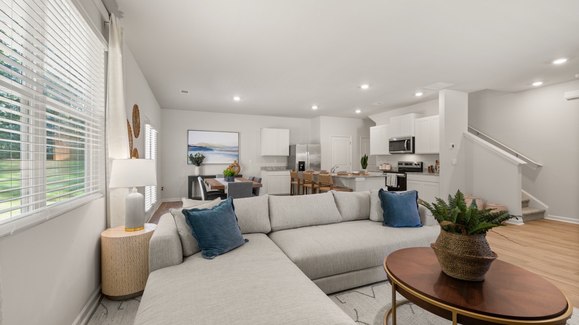 Interior living area with large windows