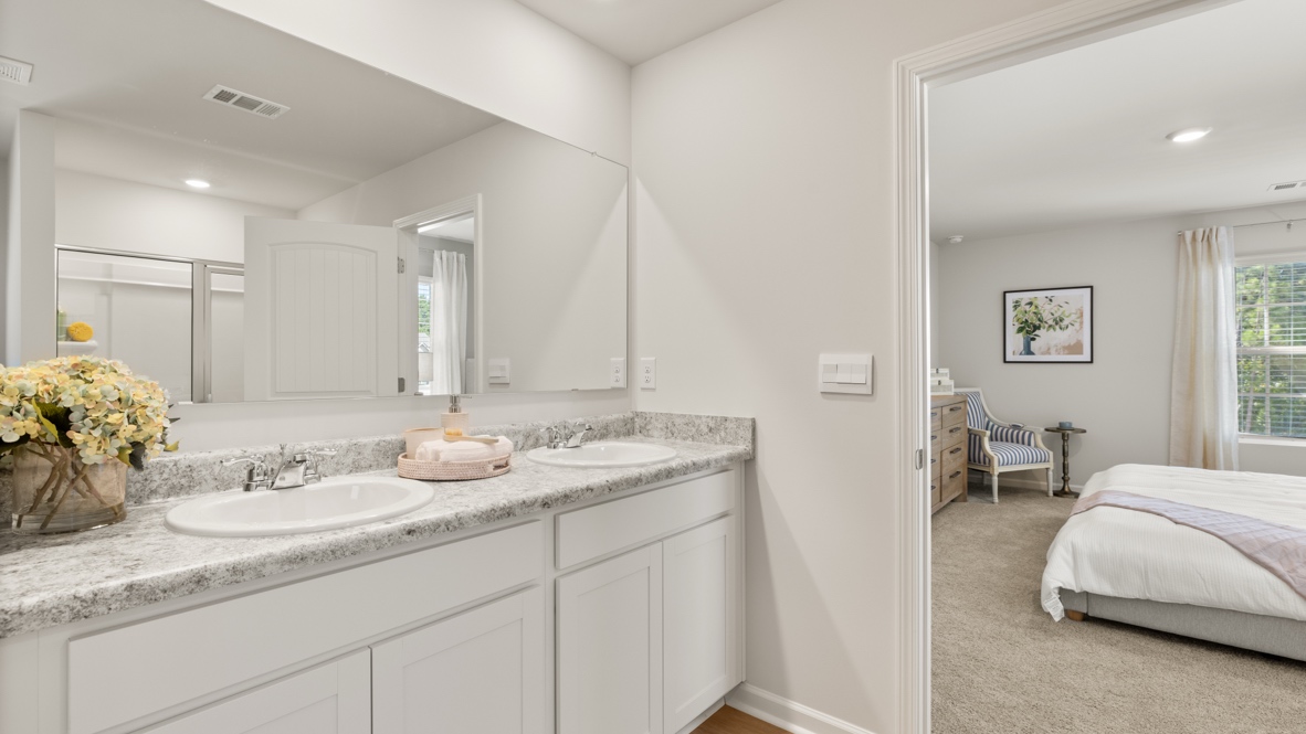 Interior primary bathroom with double sink