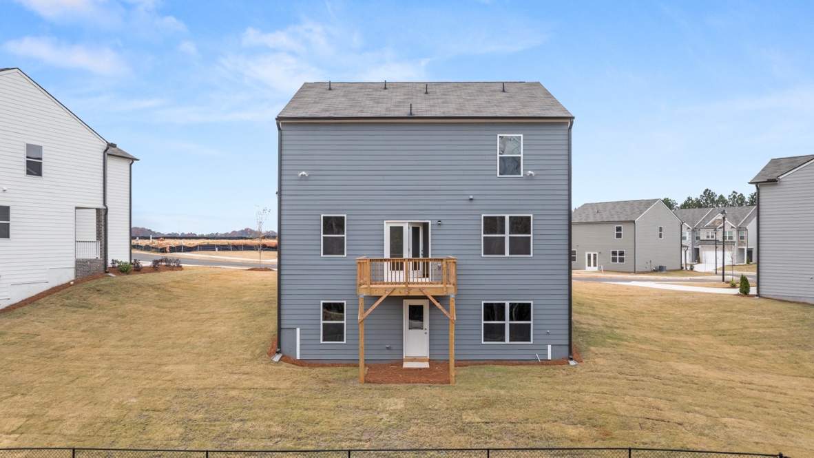 Exterior rear view of homes