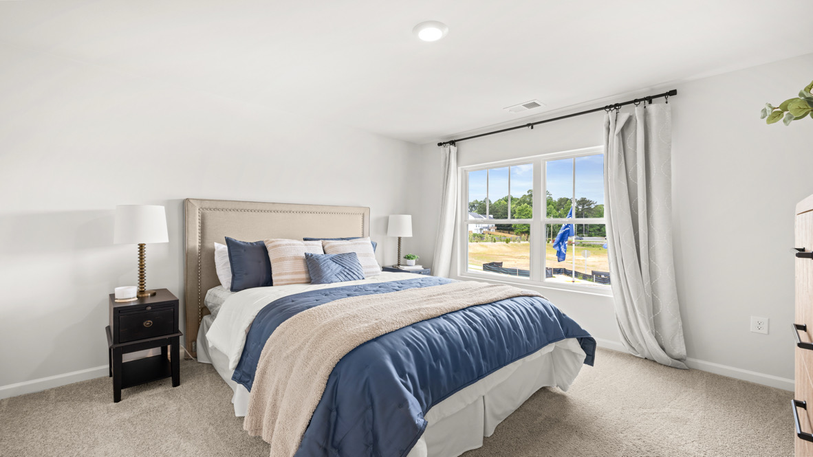 Interior bedroom with large window
