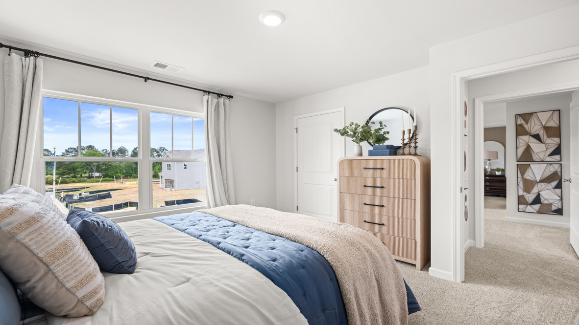 Interior bedroom with large window