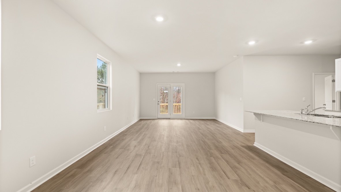 Interior living area open to kitchen with center island