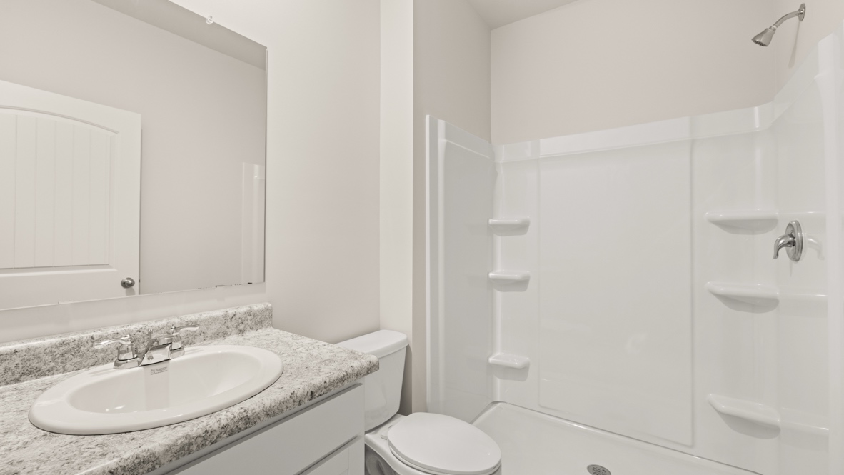 Interior bathroom with sink and shower