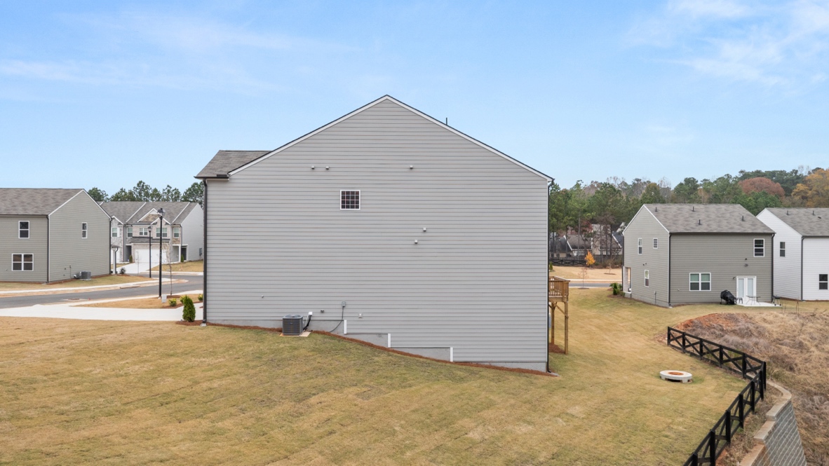 Exterior rear view of homes