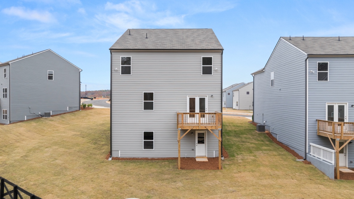 Exterior rear view of homes