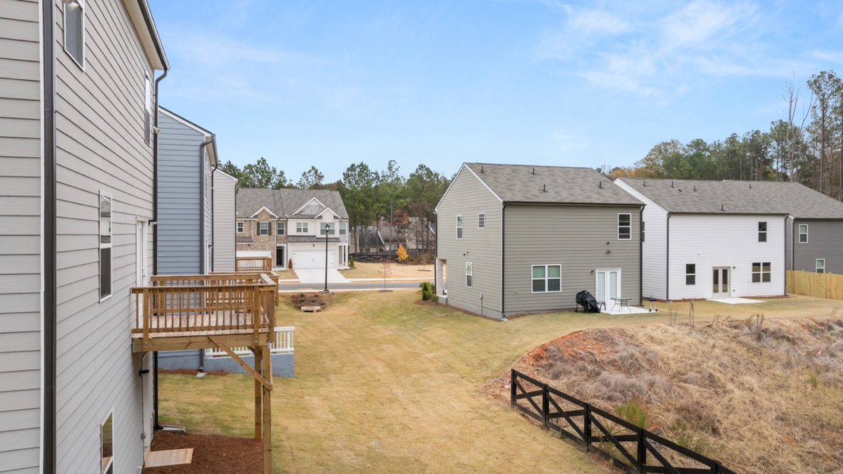 Exterior rear view of homes