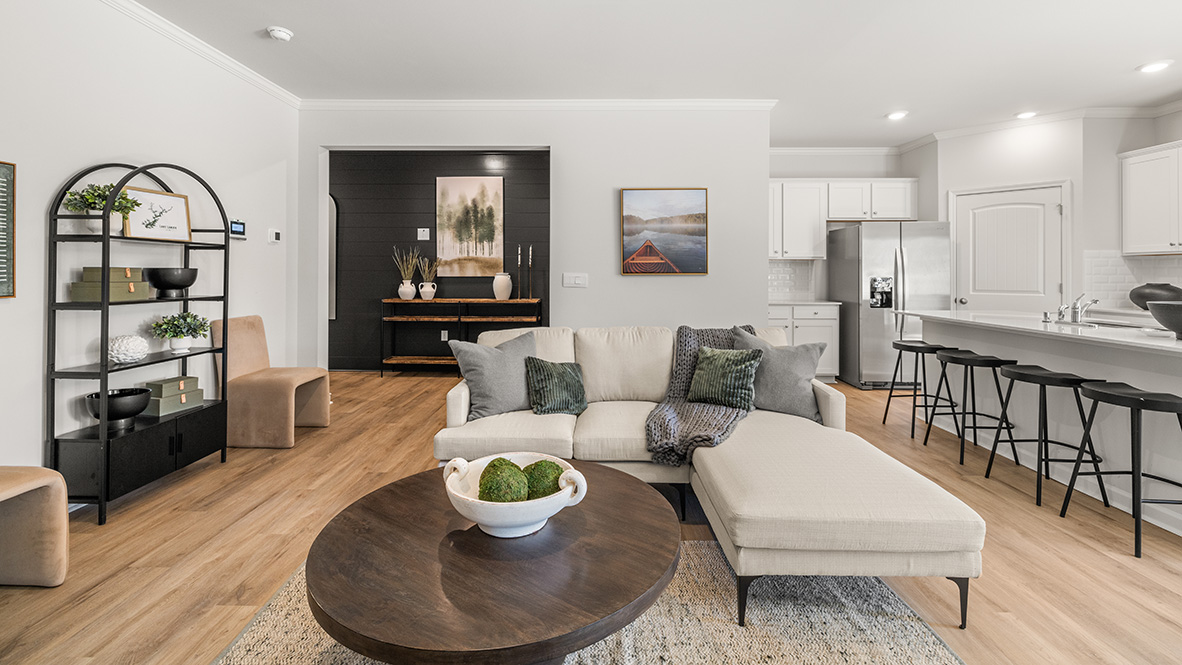 Interior living area open to kitchen