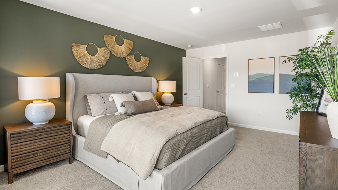 Interior bedroom with accent wall