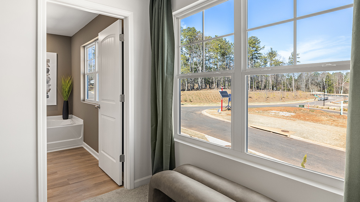 Interior hallway with large window
