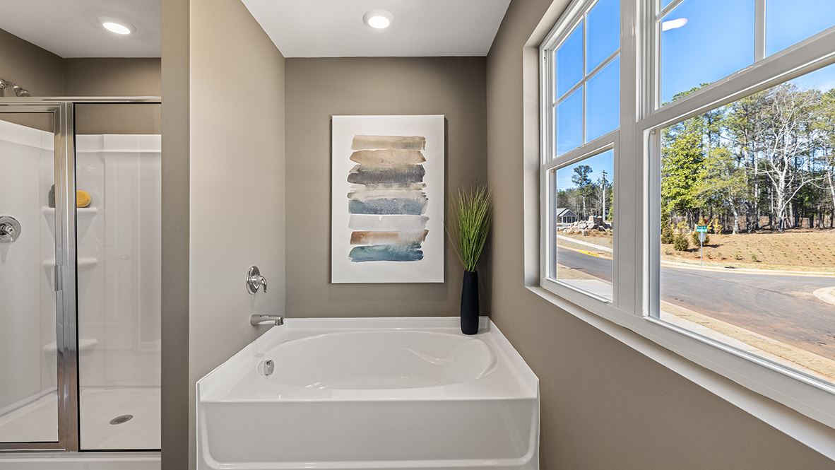 Interior bathroom with bath tub