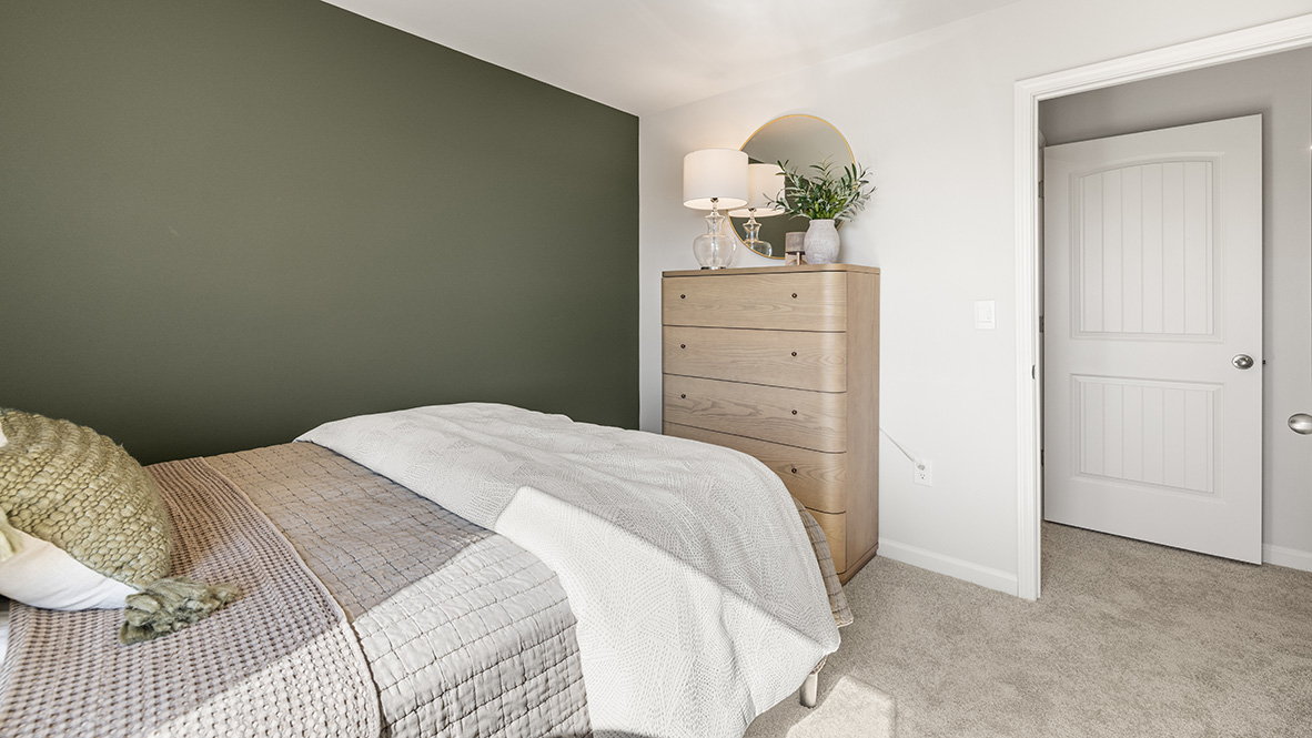 Interior bedroom with accent wall