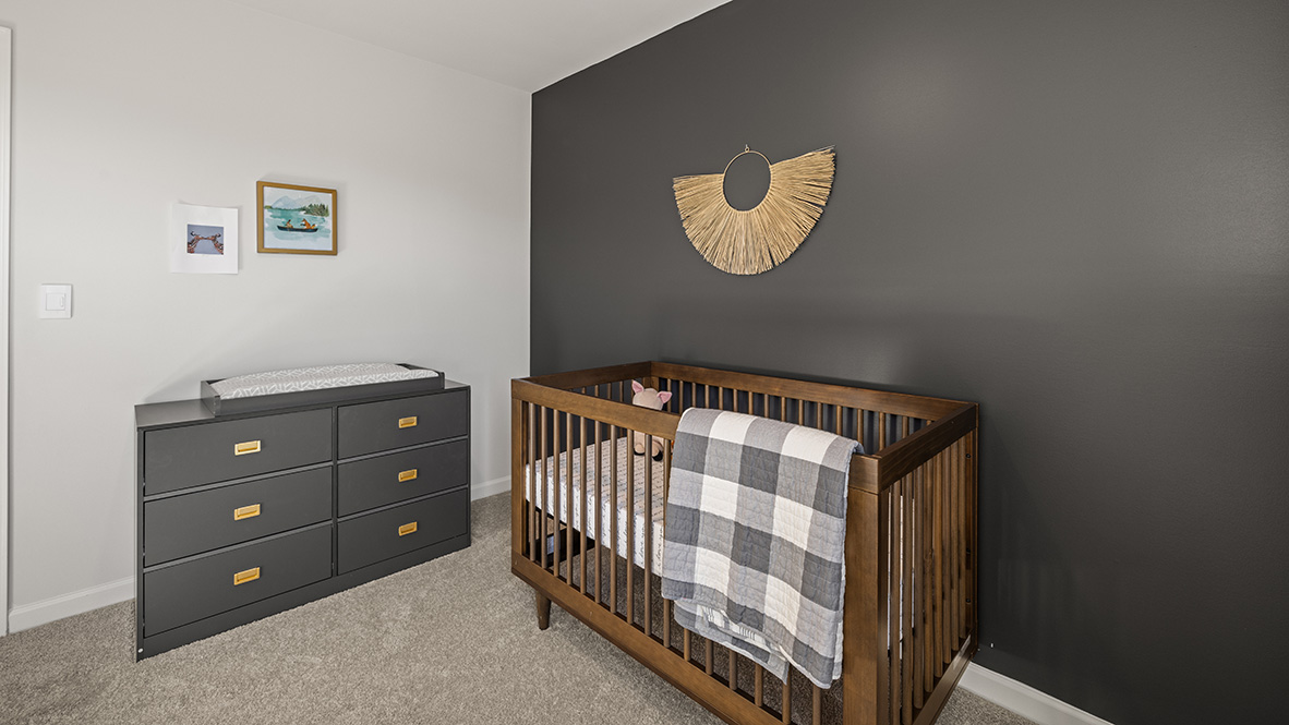 Interior bedroom with accent wall