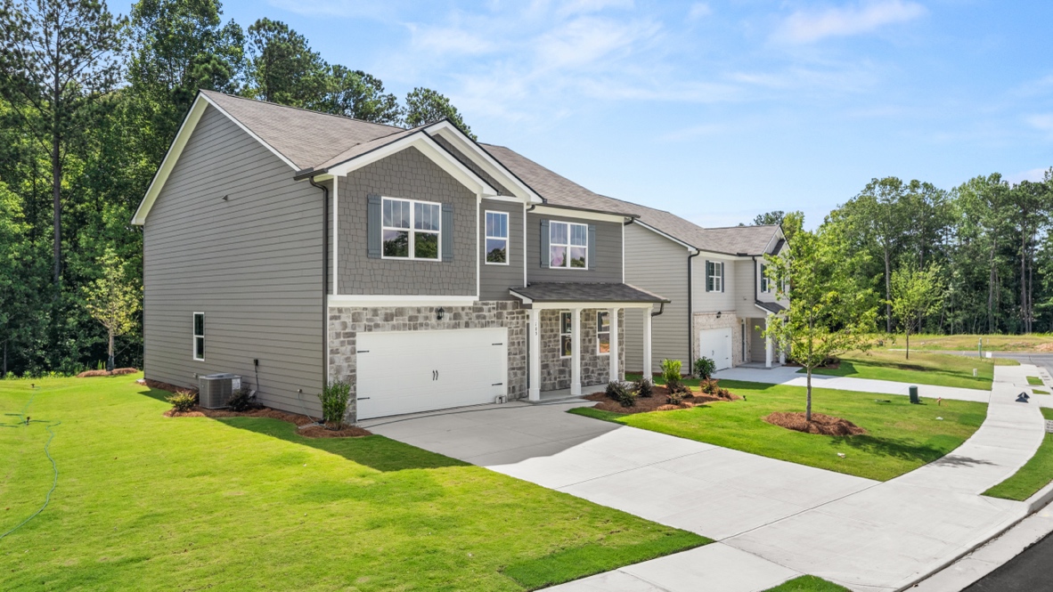 Exterior of the Hanover floorplan at Northwoods at Mirror Lake in Villa Rica, GA