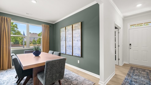 Formal dining room next to the entrance of the home
