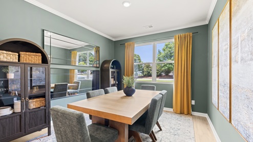 Formal dining room next to the entrance of the home