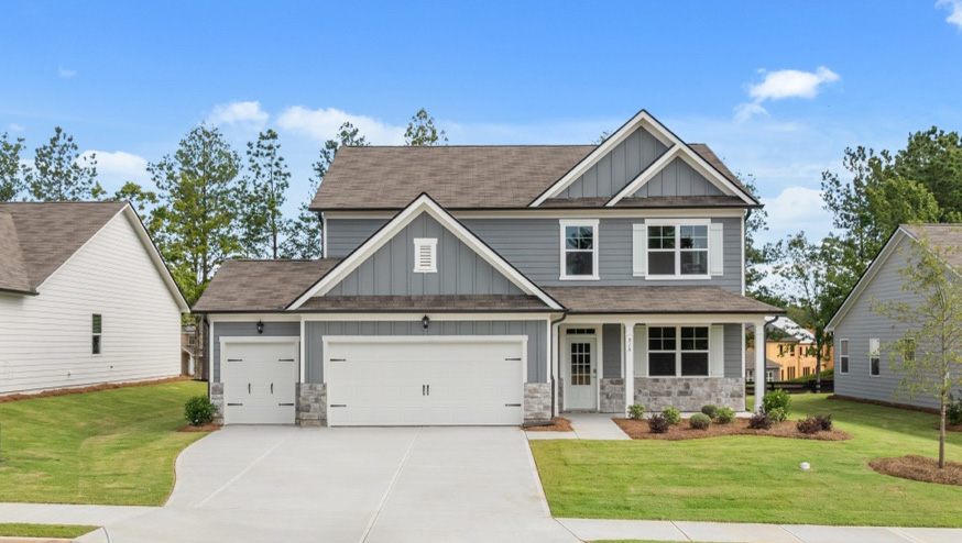 Front exterior of the Elle floor plan at Fairway 17 on Mirror Lake in Villa Rica, GA
