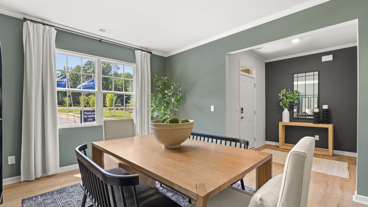 Interior dining area with large window