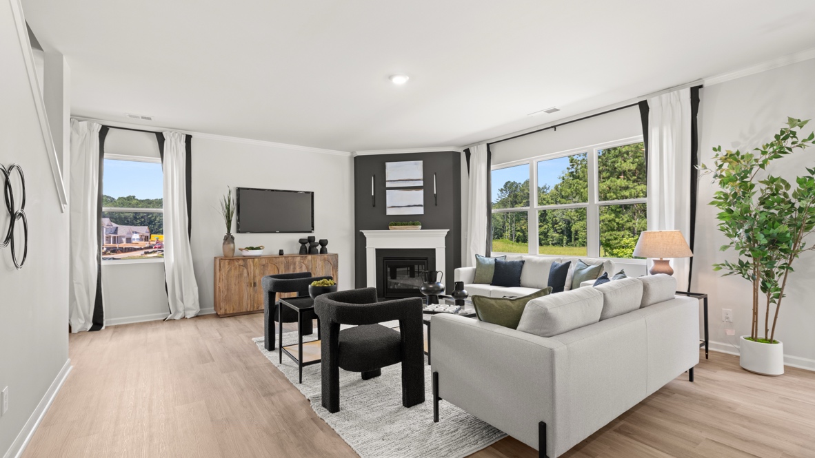 Interior living area with large windows