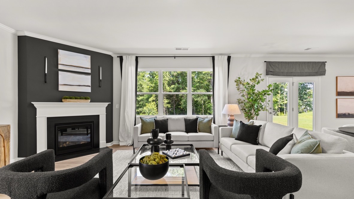 Interior living area with large windows