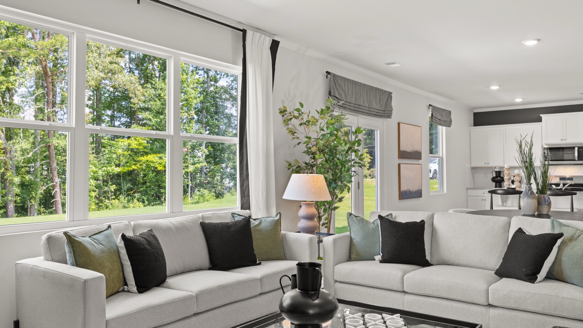 Interior living area with large windows