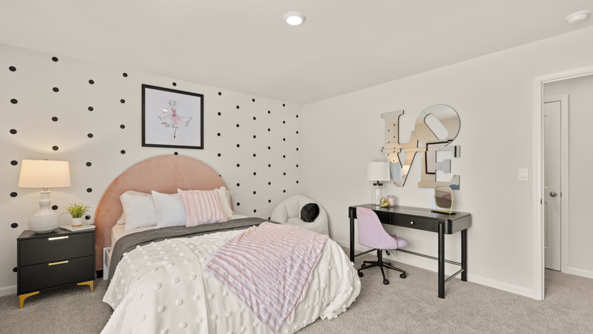 Interior bedroom with accent wall