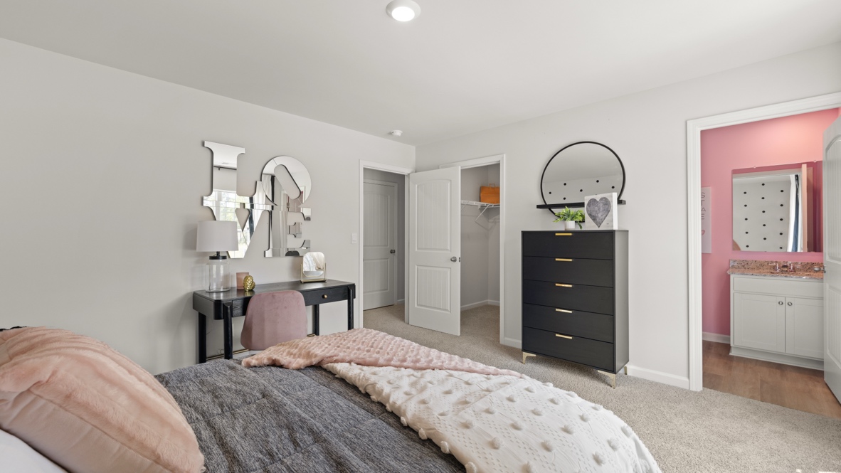 Interior bedroom with accent wall