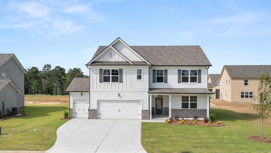 Front exterior of the Green floor plan at Fairway 17 on Mirror Lake in Villa Rica, GA