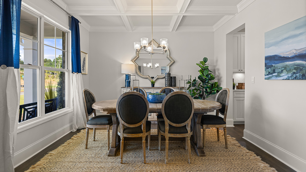 Interior dining area next to large window