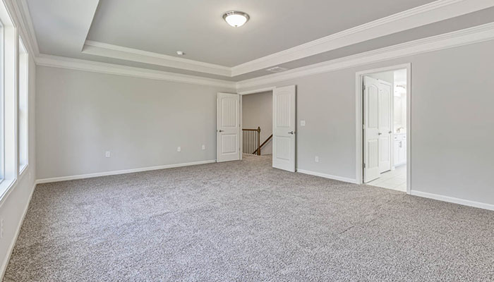Interior primary bedroom with large window