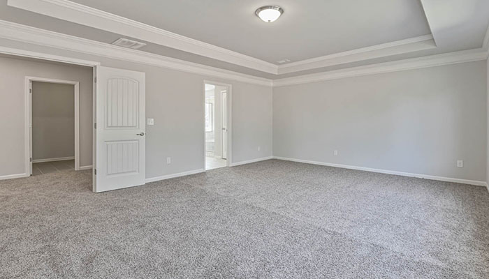 Interior primary bedroom with large window