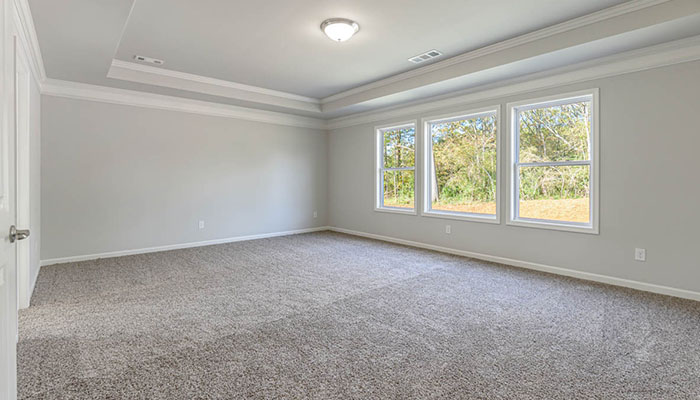 Interior primary bedroom with large window
